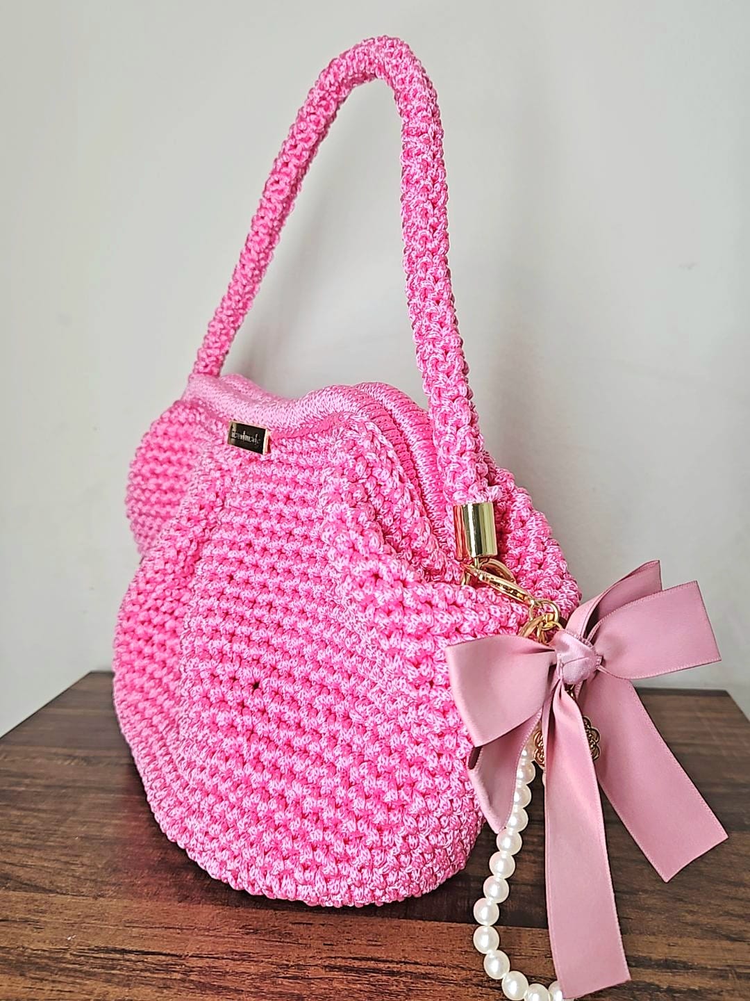 Bolso de Mano Crochet – Rosa Dulce