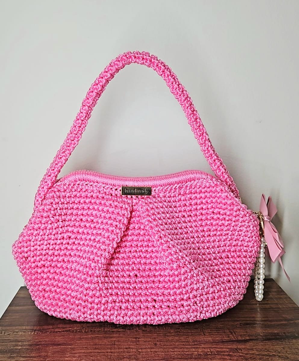 Bolso de Mano Crochet – Rosa Dulce